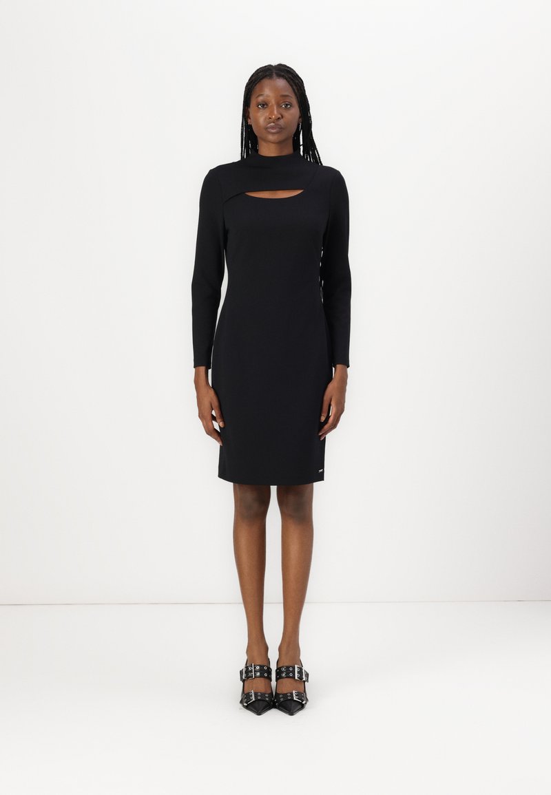 denim diamonds dress ZARA. Black die-cut knit dress Ts  Hibuy market