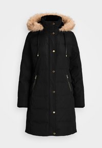 FAUX-FUR-TRIM HOODED DOWN COAT - Casaco de penas - black