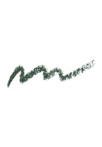 Tratto di eyeliner verde, texturizzato, su sfondo bianco. La linea è ondulata con spessore variabile, mostrando una finitura morbida e leggermente sfumata.