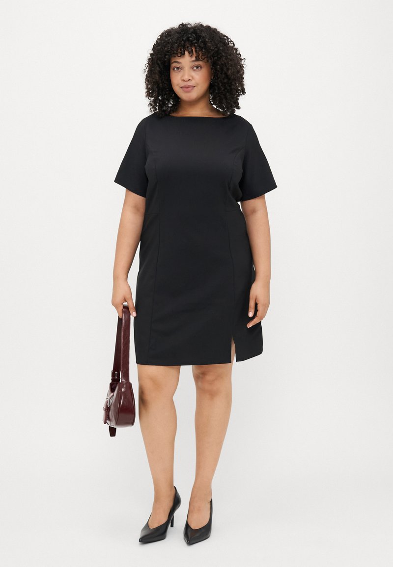 black mini dress flare Tiffany Bow Amy Sleeveless Mini Dress Curve – Sugarlips main image 0