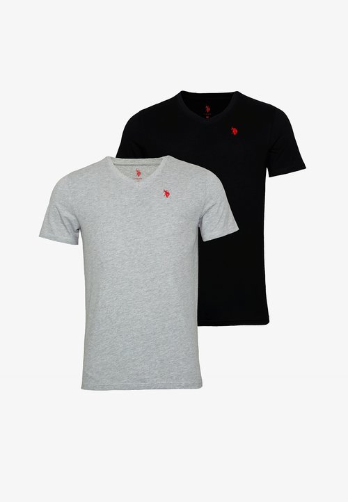 U.S. Polo Assn. 2 PACK SHORTSLEEVE V-NECK - Tricou basic - grau
