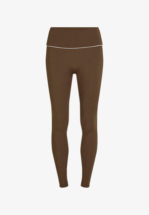 KARL LAGERFELD, CONTRAST PIPING - Leggings - chestnut