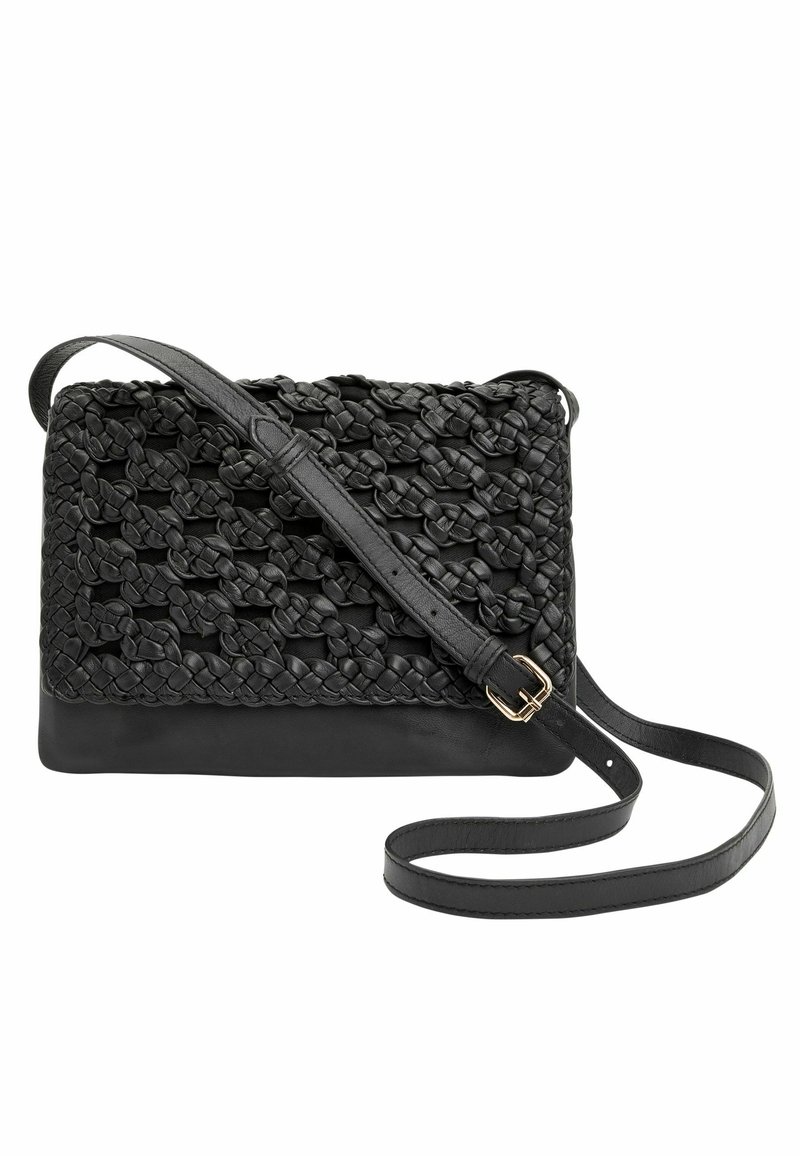 Next LEATHER KNOT WEAVE CROSSBODY BAG Schoudertas black/zwart