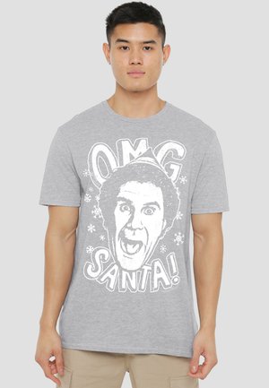 Cotton Soul, ELF/OMG SANTA - Print T-shirt - mottled light grey