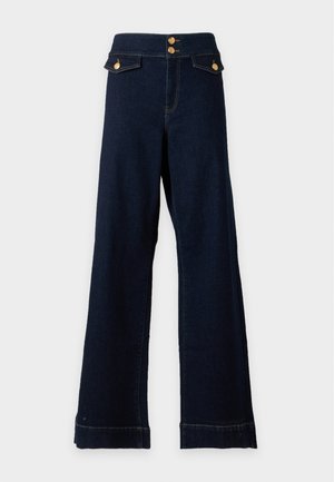 ONLY Carmakoma, CAREMILIA HW WIDE GOLD BUT DNM GUA261 - Wide Leg - dark blue denim