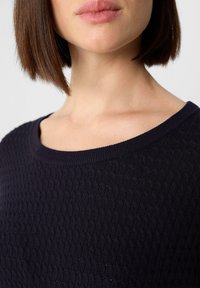 comma MIT ZOPFMUSTER - Strickpullover - navy