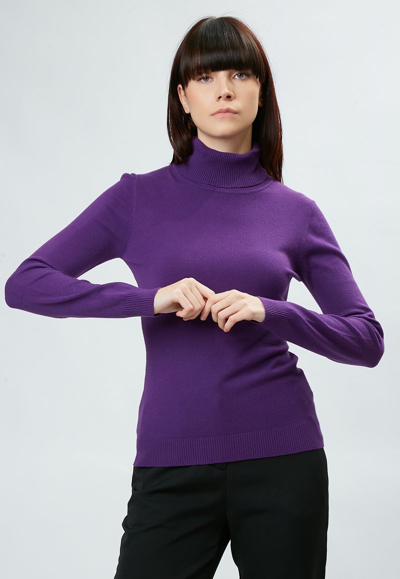 INFLUENCER HIGH-NECK BASIC - Strickpullover - purple