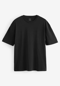 Sort kortærmet t-shirt lavet af blød bomuld. Har en rund halsudskæring og en afslappet pasform. Enkel design uden mønstre eller detaljer.