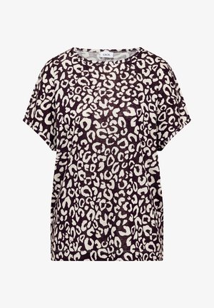 Korte mouwen blouse met een losse pasvorm, zwart-wit luipaardprint en een ronde halslijn.