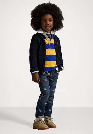CABLE COTTON HOODED FULL ZIP JUMPER - Chaqueta de punto - navy