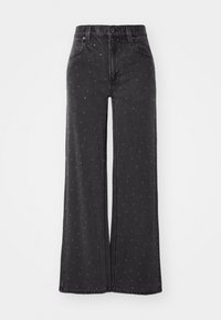 STUDDED - Džinsi ar taisnām starām - washed noir
