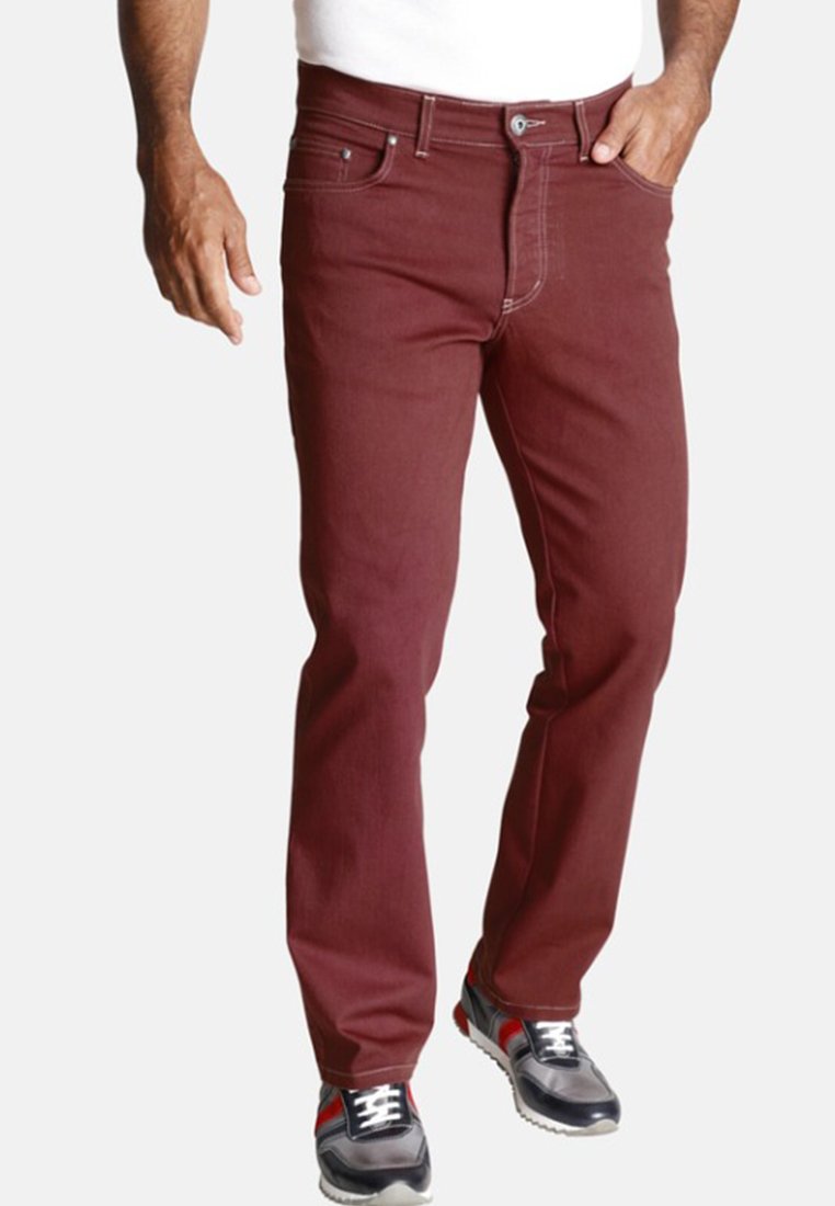 Rode Heren Jeans Met Kniescheuren - Black-Leo.nl