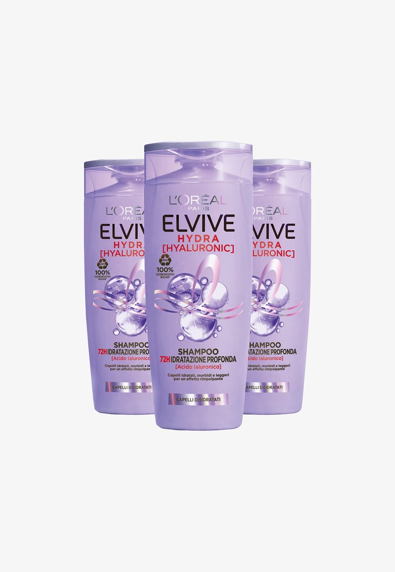 L'Oréal Paris - ELVIVE SHAMPOO CON ACIDO IALURONICO HYDRA HYALURONIC 72H IDRATAZIONE PROFONDA 400 ML - 3 PACK - Shampoo - trasparente, Ingrandire