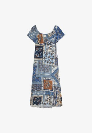 Fiorella Rubino, VESTITO LUNGO OFF-SHOULDER CON STAMPA - Robe longue - blu