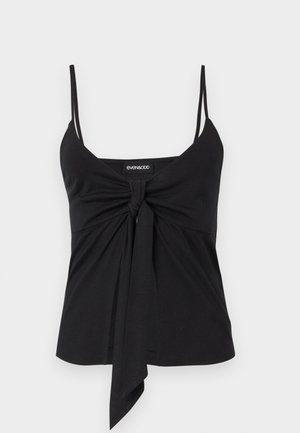 Μαύρο αμάνικο τοπ με λεπτές τιράντες και λεπτομέρεια κόμπου μπροστά στο κέντρο του ντεκολτέ, με ετικέτα Even&Odd.