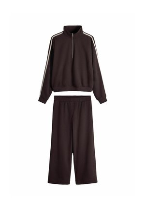 THE SET, REGULAR FIT - FUNNEL NECK SWEAT WITH STRAIGHT LEG JOGGER COORD SET - Tracksuit bottoms - brown