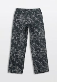 Ciemnoszare spodnie z chmurkowatym wzorem, wykonane z teksturowanego materiału. Posiadają prostą nogawkę oraz dwie tylne kieszenie.