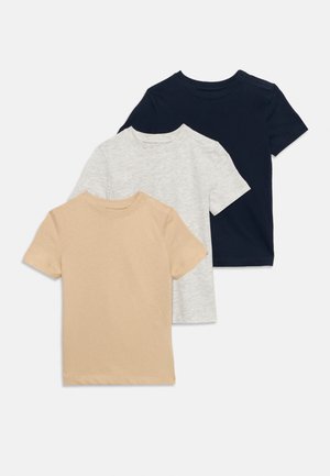 Friboo ADAPTIVE 3 PACK - Βασικό μπλουζάκι - beige/mottled grey/dark blue