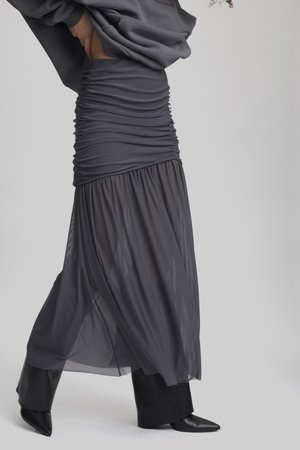 MESSI LONG SKIRT - Maxi skirt - gray