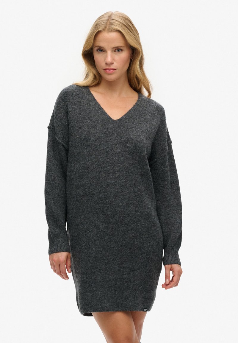Superdry & Co V NECK - Vestido de punto - iron gate grey marl