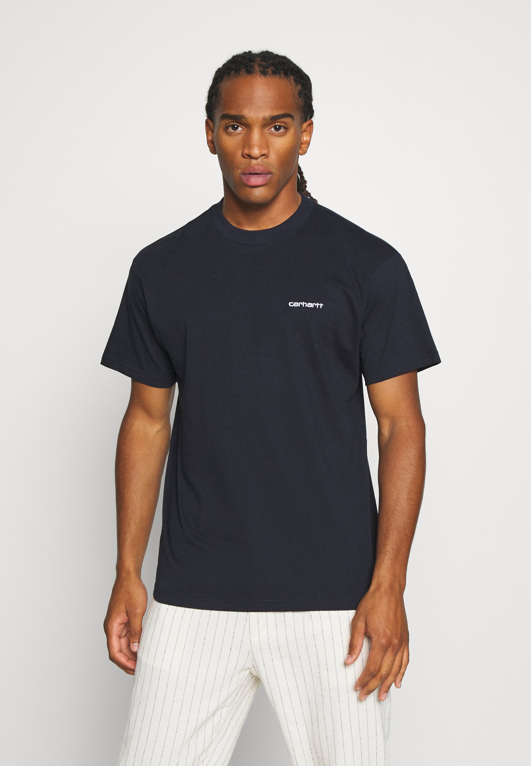 Carhartt WIP SCRIPT EMBROIDERY T shirts dark navywhite Netthandel Carhartt WIP Script Embroidery T skjorte hos Blue
