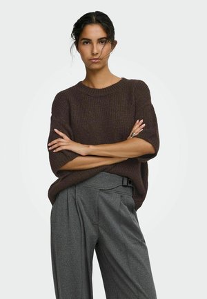 JDY, JDYDICTE S/S PULL O-NECK KNT NOOS - Camiseta básica - chocolate torte