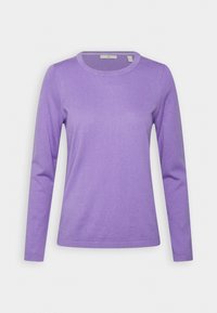 Purple long-sleeve top made of soft fabric, featuring a round neckline and fitted silhouette, with smooth texture and minimal seams.