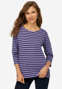 LAURASØN REGULAR FIT RINGEL RUNDHALS 3/4-ÄRMEL - Langarmshirt - purple
