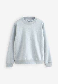 Felpa grigia con colletto tondo, polsini e orlo a coste. Realizzata in materiale morbido con una consistenza liscia. Design semplice e privo di decorazioni.