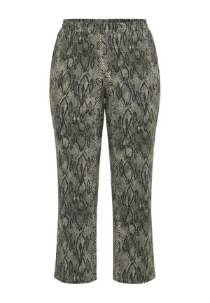 Ulla Popken, SNAKESKIN PRINT JERSEY PANTS - Housut - olive grey