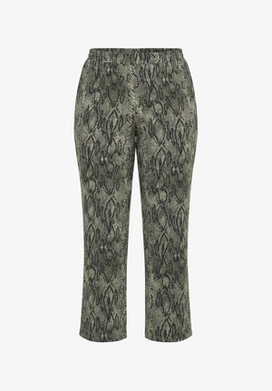 Ulla Popken, SNAKESKIN PRINT JERSEY PANTS - Housut - olive grey