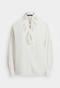 RUFFLE-TRIM COTTON BROADCLOTH SHIRT - Palaidinė - white