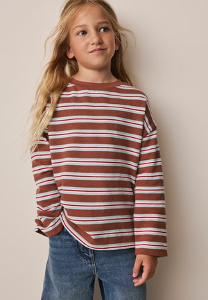 Next, TEXTURED LONG SLEEVE TOP - Long sleeved top - brown stripe