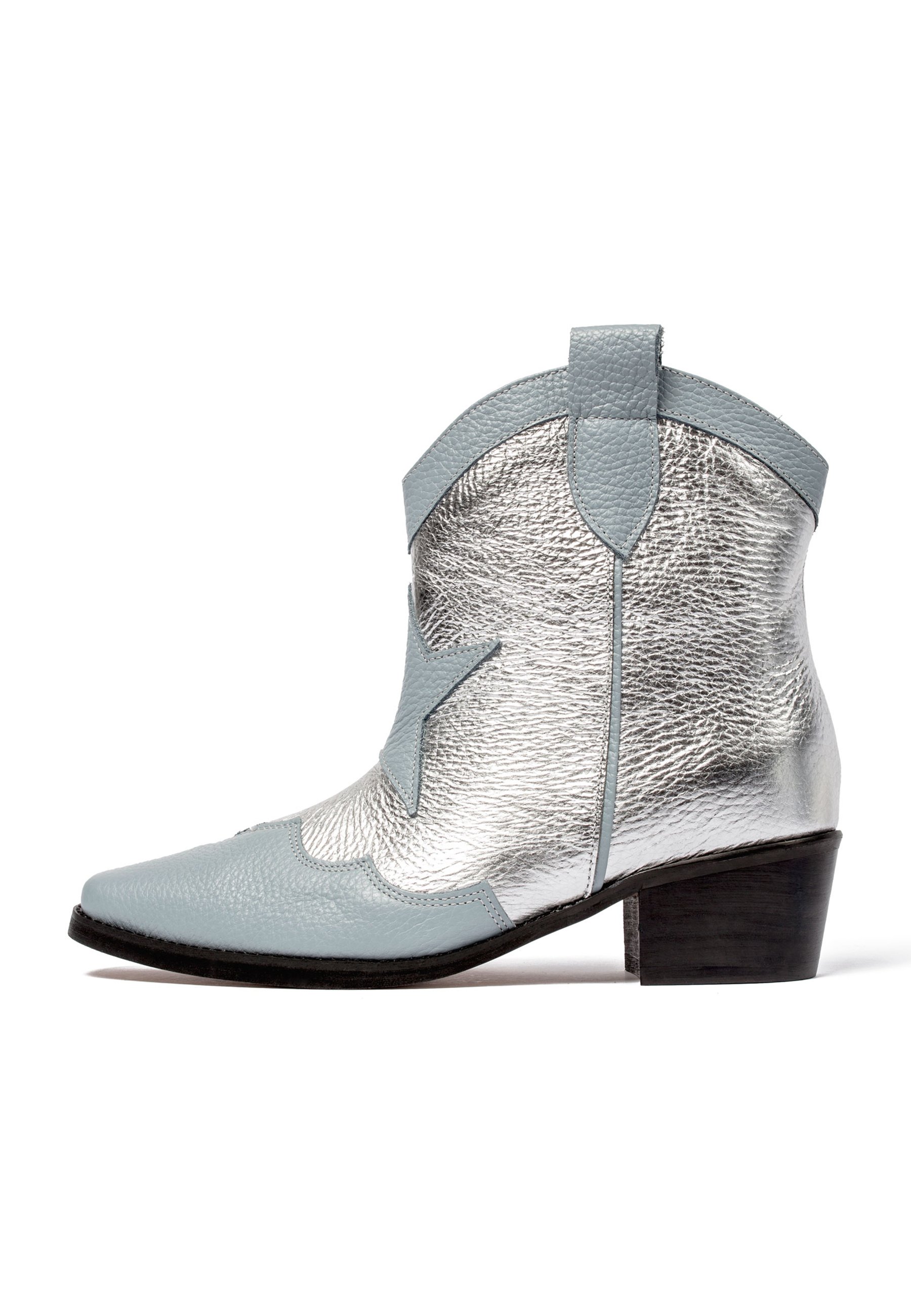 silver western ankle boots