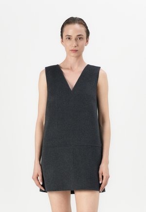 DOUBLEFACE V NECK MINI SHIFT - Laisvo kirpimo suknelė - gunmetal