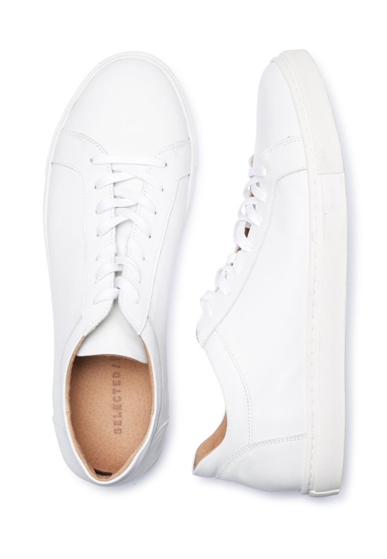 selected homme premium leather trainer in white