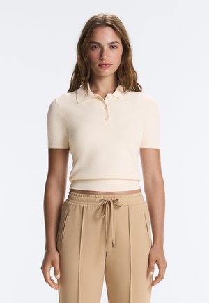 OYSHO, SHORT-SLEEVED BUTTON KNIT POLO SHIRT - Polo - ecru