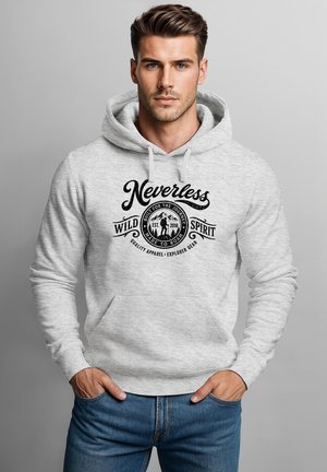 Neverless, HOODIE HERREN PRINT - WILD SPIRIT - AUFDRUCK KAPUZENSWEATSHIRT - Kapuzenpullover - grau