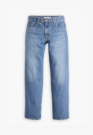 Light blue denim jeans with a straight-leg fit, five pockets, and a zipper fly. The fabric has a classic textured finish with slight fading.