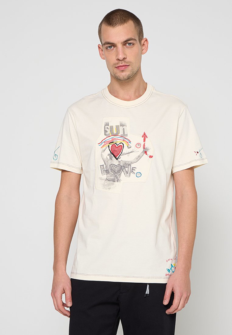 Desigual T-shirt print crème