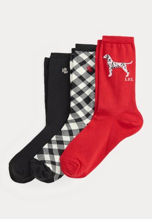 Lauren Ralph Lauren, PATTERNED COTTON-BLEND CREW SOCK 3-PACK - Chaussettes - red/ black