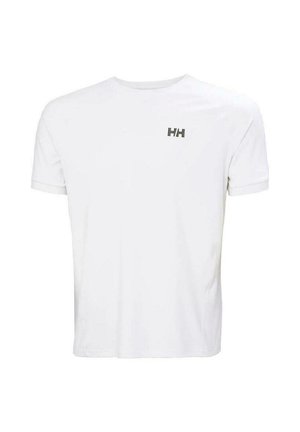 Camiseta de manga corta blanca de algodón, con un pequeño logo gris "HH" en la zona del pecho izquierdo. Textura suave, diseño clásico de cuello redondo.