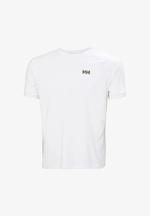 Camiseta de manga corta blanca de algodón, con un pequeño logo gris "HH" en la zona del pecho izquierdo. Textura suave, diseño clásico de cuello redondo.