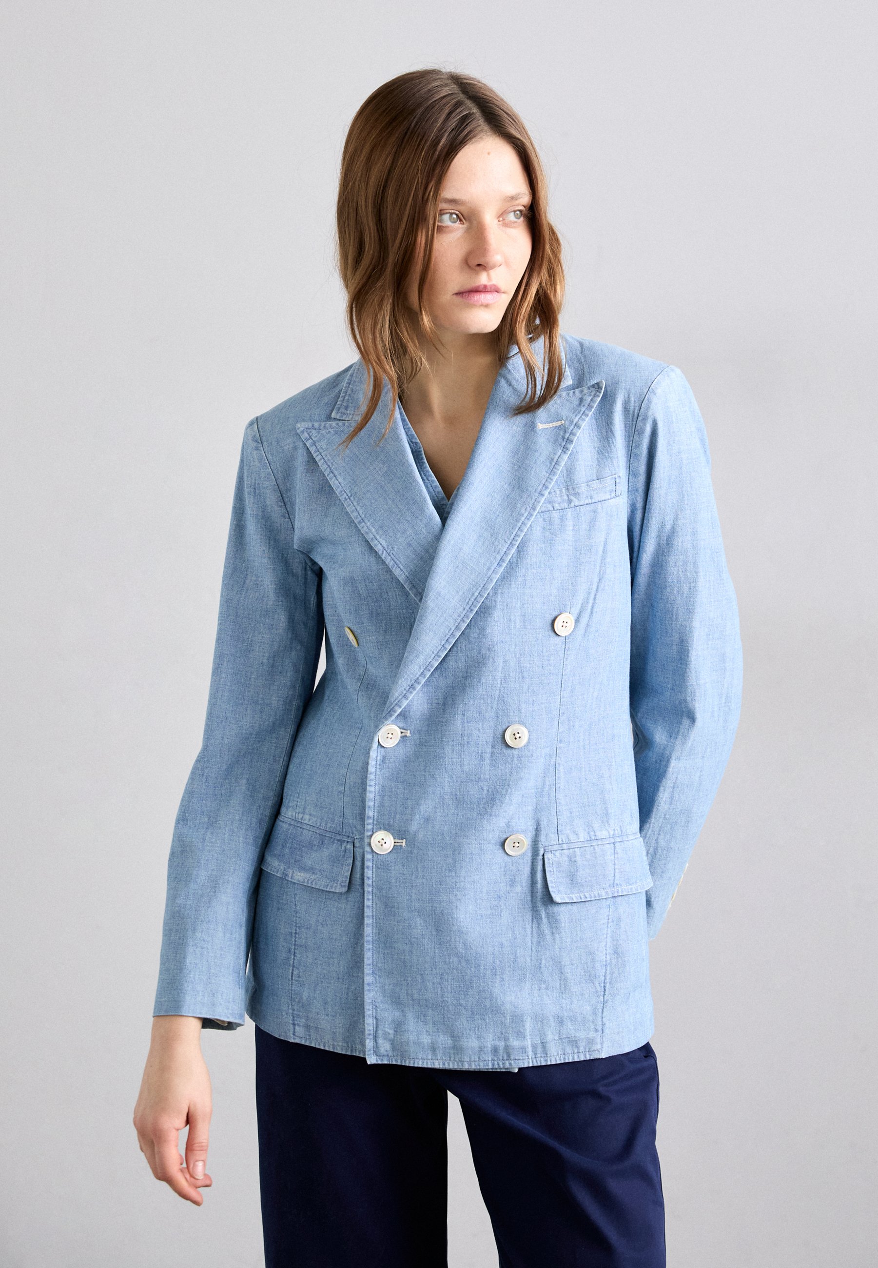 Polo Ralph Lauren DOUBLE BREASTED CHAMBRAY BLAZER - Denim jacket 