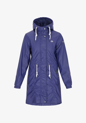 Lilla veekindel jakk kapuutsiga, nööride ja esi-nööbiga. Omab külje taskuid ja kerget läiget. Materjal on sile ja paindlik.