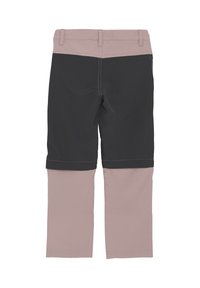 Svart och rosa tvåtonade byxor med en slät textur, som har ett brett midjeband, raka ben och kontrasterande sömdetaljer.