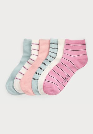 STRIPED & KNIT QUARTER-TOP SOCK 6-PACK - Chaussettes - white/grey/pink
