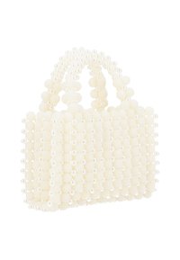 Borsa a mano bianca con un design strutturato, dotata di manici arrotondati e una superficie testurizzata realizzata con palline sferiche alternate.