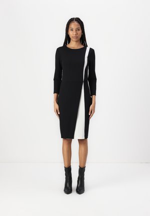 CONTRAST OVERLAY FITTED MINI DRESS - Vestito di maglina - black/white