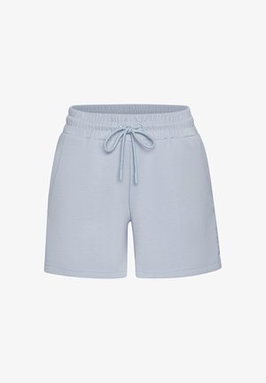 Svijetloplavi pamučni šorts s elastičnom naramenicom, prilagodljivim vezicom i diskretnim logotipom sa strane. Mekana, glatka tekstura.